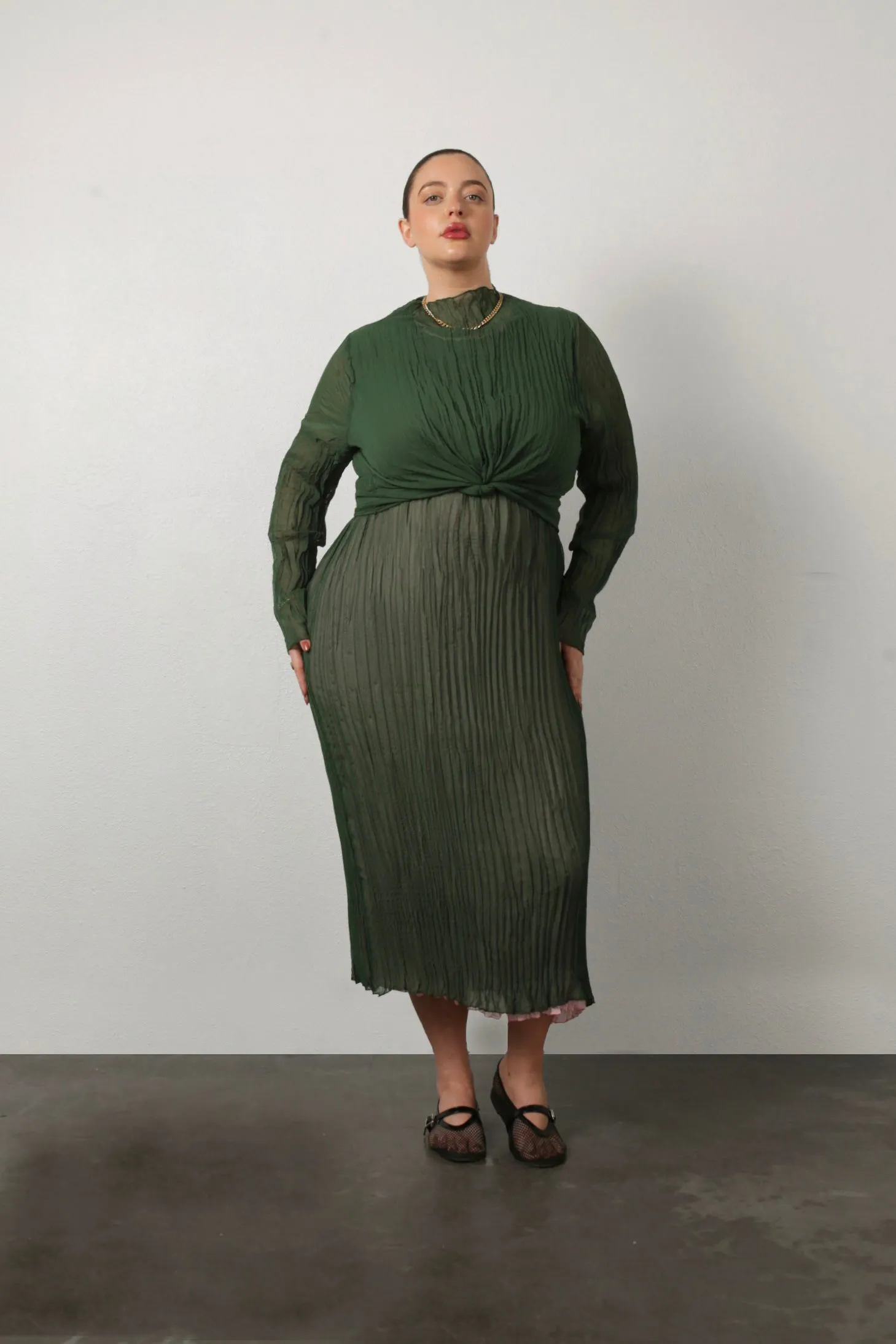 Esme Pleated Funnel Neck Top- Green sold by Baacal product image thumbnail 3