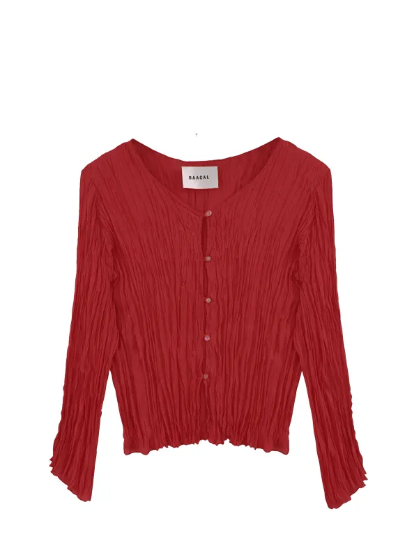 Maya Pleated Cardigan- Lipstick Red sold by Baacal