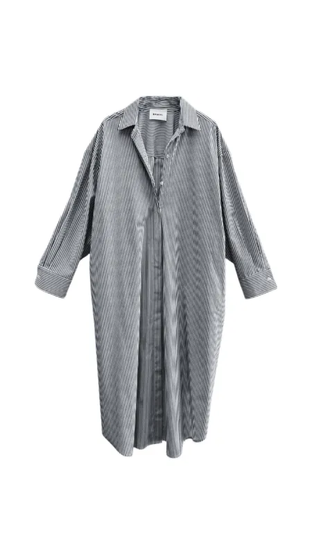 Mia Oversized Shirt Dress- Black Pinstripe sold by Baacal