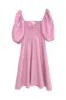 Linen On or Off the Shoulder Dress in Spring Pink - The Colette sold by Baacal