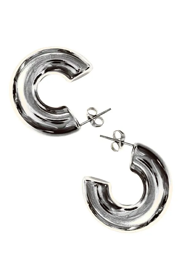 Chunky 1" Silver Hoop Earrings sold by Baacal