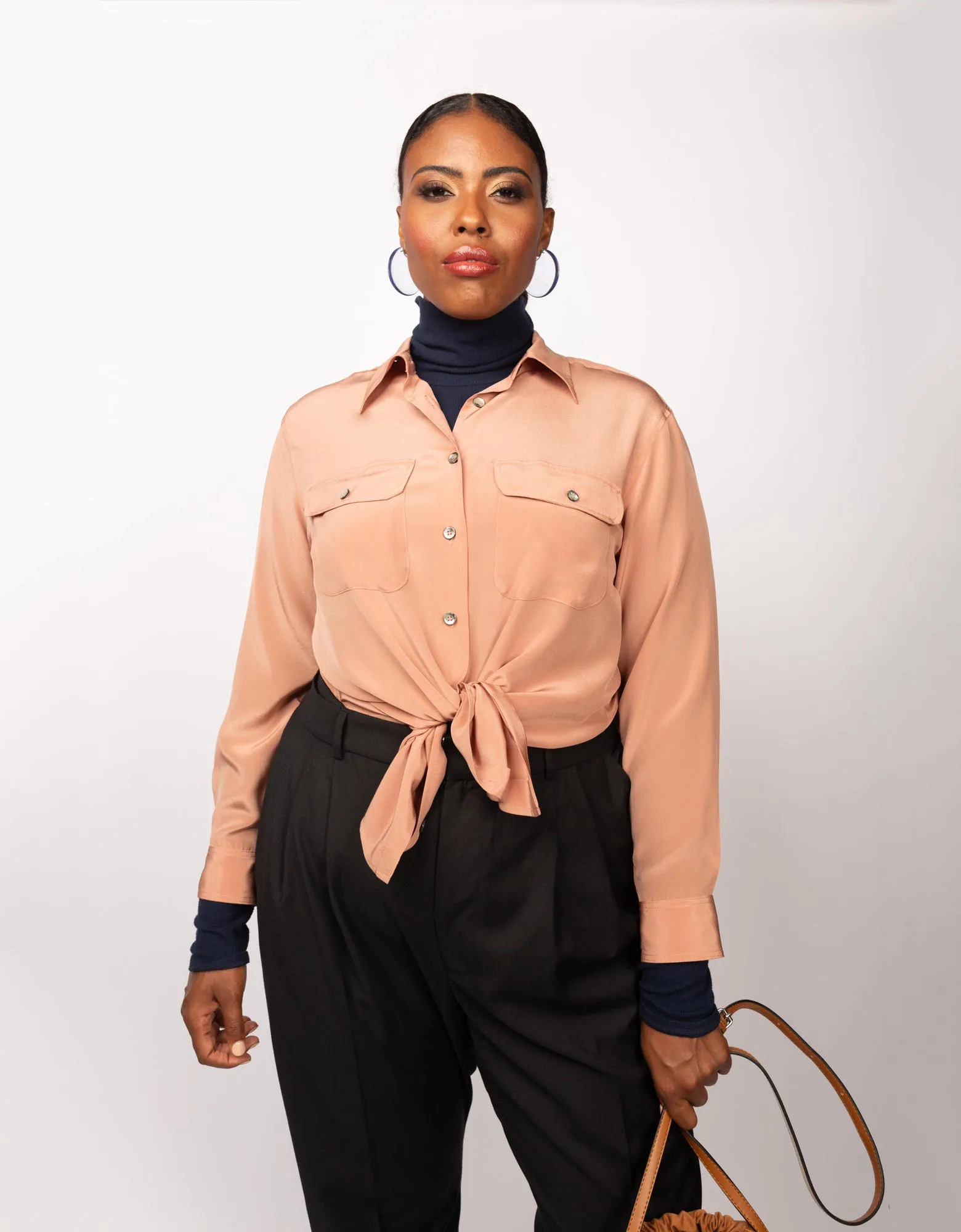 Two Pocket Silk Shirt in Terracotta - The Taylor sold by Baacal product image thumbnail 2