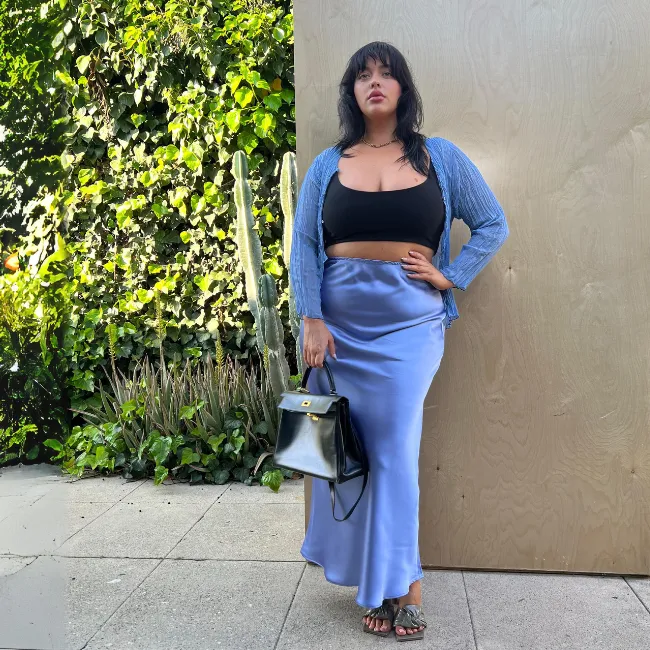 Eudora Easy Satin Maxi Bias Skirt- Coppen Blue sold by Baacal product image thumbnail 2