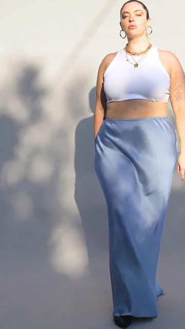 Eudora Easy Satin Maxi Bias Skirt- Coppen Blue sold by Baacal product image thumbnail 3