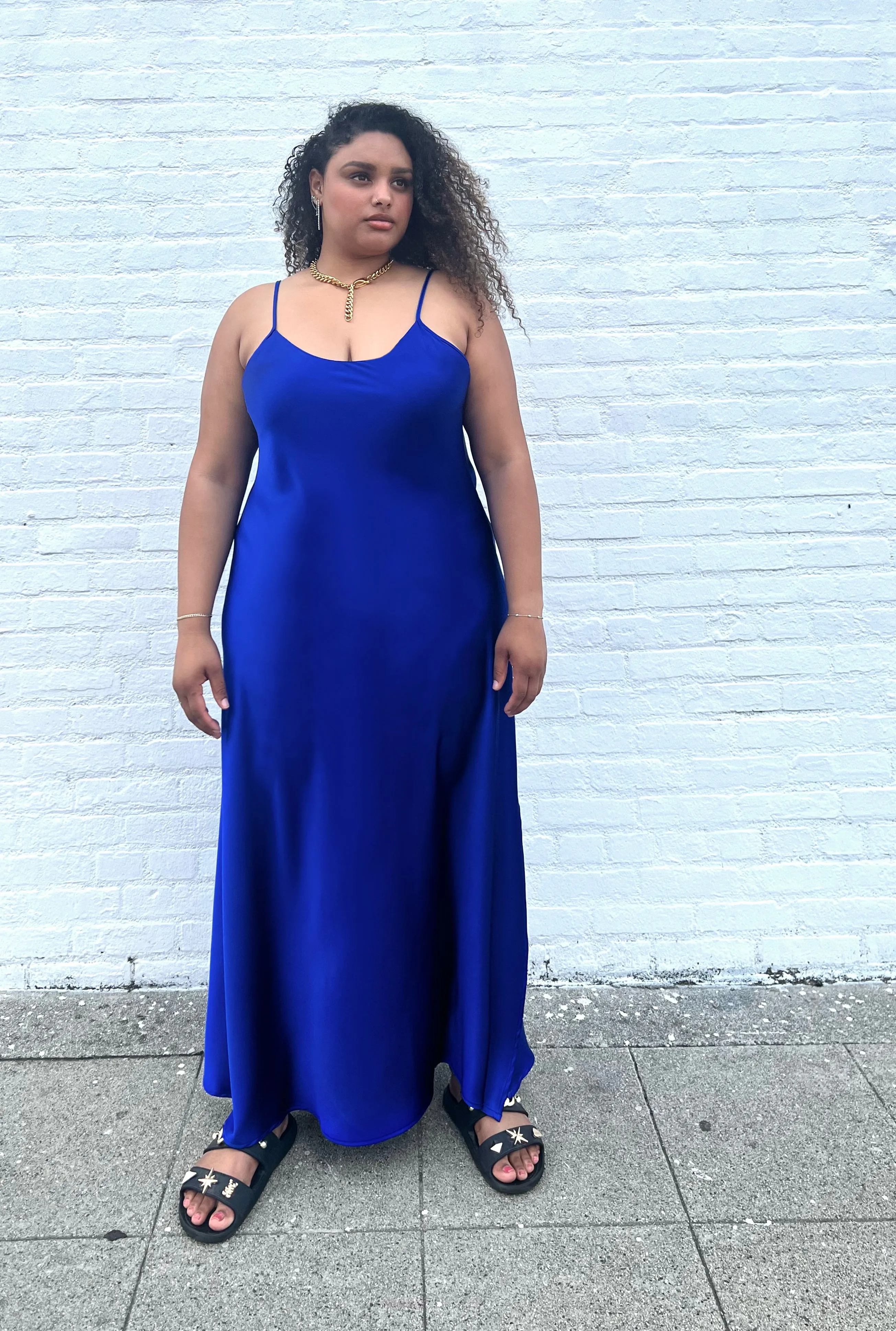 Leah Easy Satin Maxi Slip Dress - Cobalt sold by Baacal product image thumbnail 3