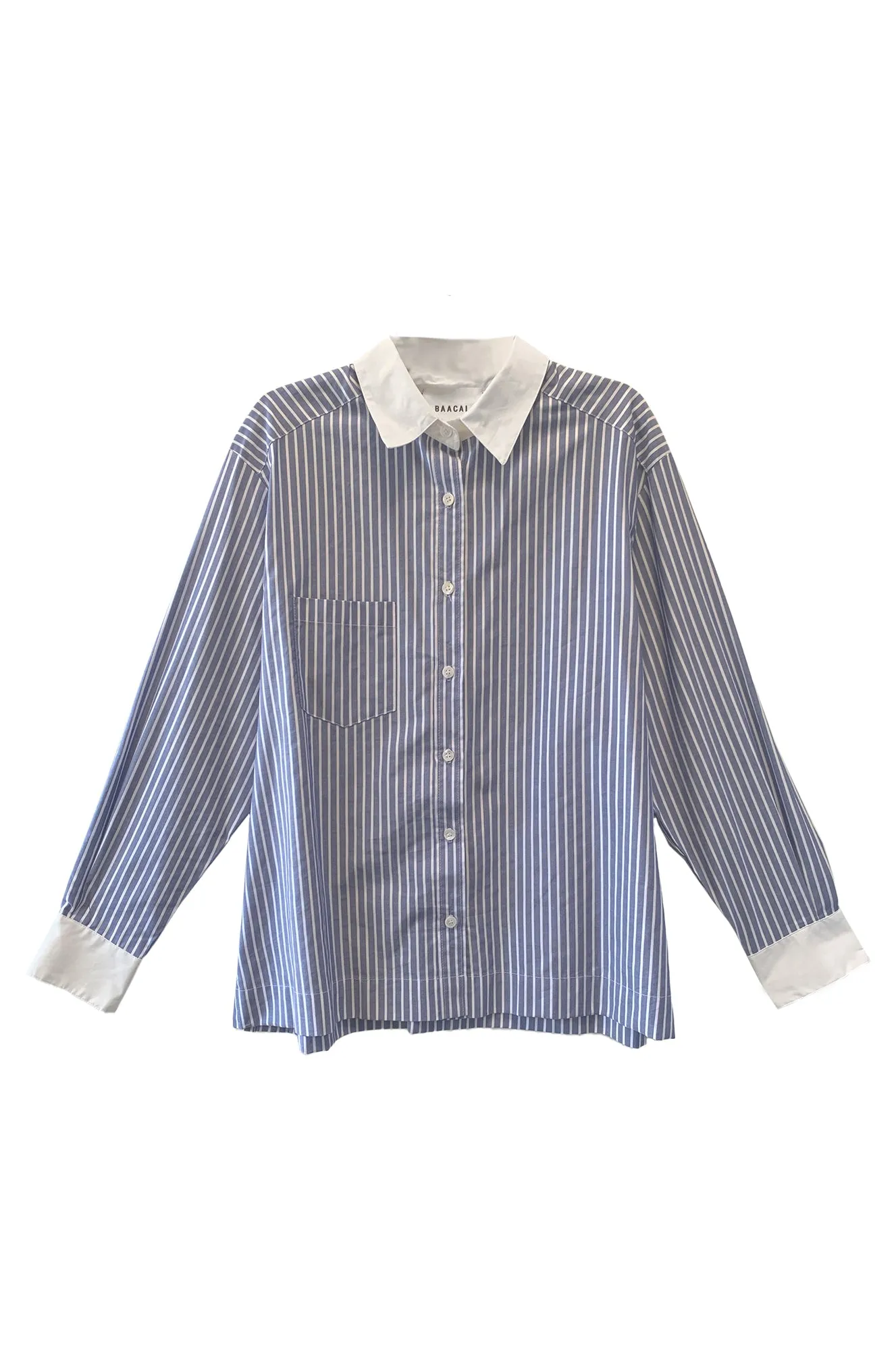 Perfect Oversized Stripe Shirt- French Blue #2 sold by Baacal