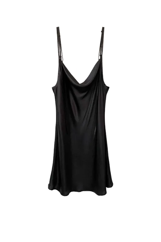 The "Tie Me Up" Mini Bias Slip Dress - Black sold by Baacal