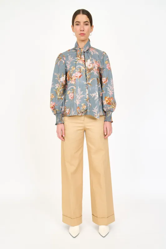 Georgie Blouse - Blue Brocade sold by Christy Lynn