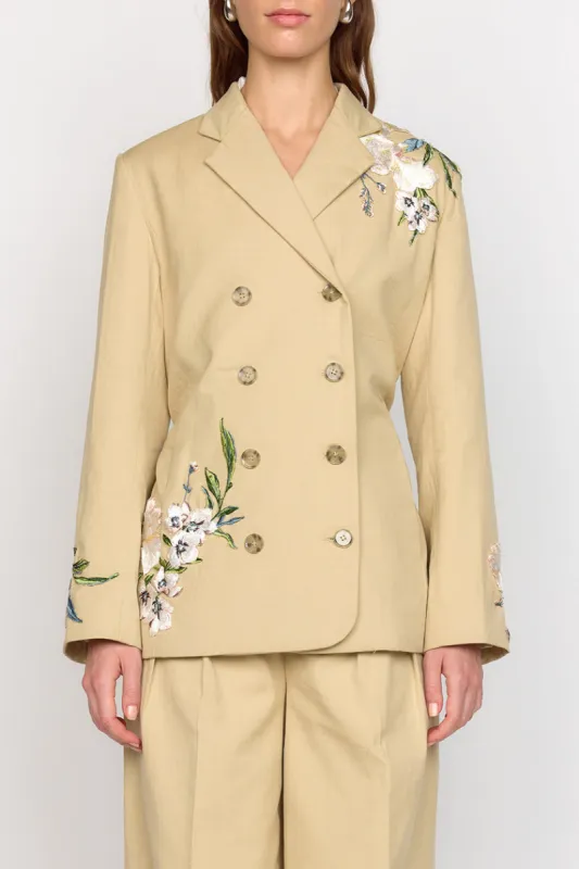 Brenna Blazer - Sand Embroidery sold by Christy Lynn