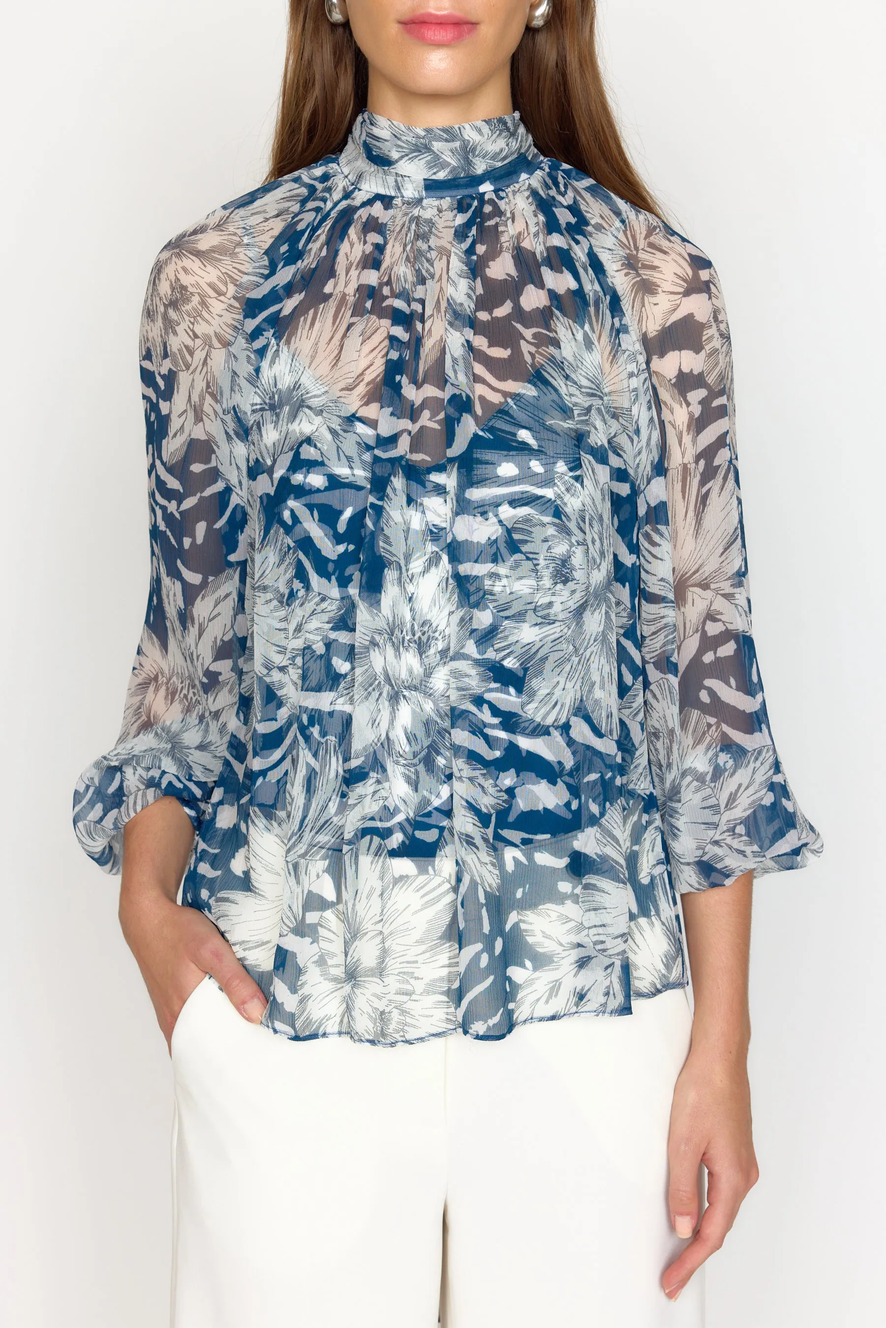 Teagan Blouse - Navy Lotus sold by Christy Lynn