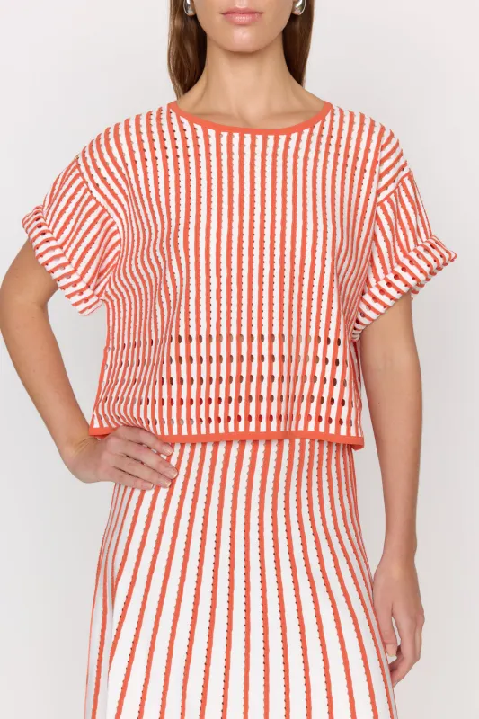 Nellie Top - Pinstripe Coral sold by Christy Lynn