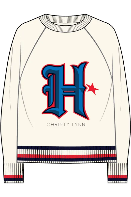 Texans H Logo Sweater - Color Rush H / Ivory sold by Christy Lynn