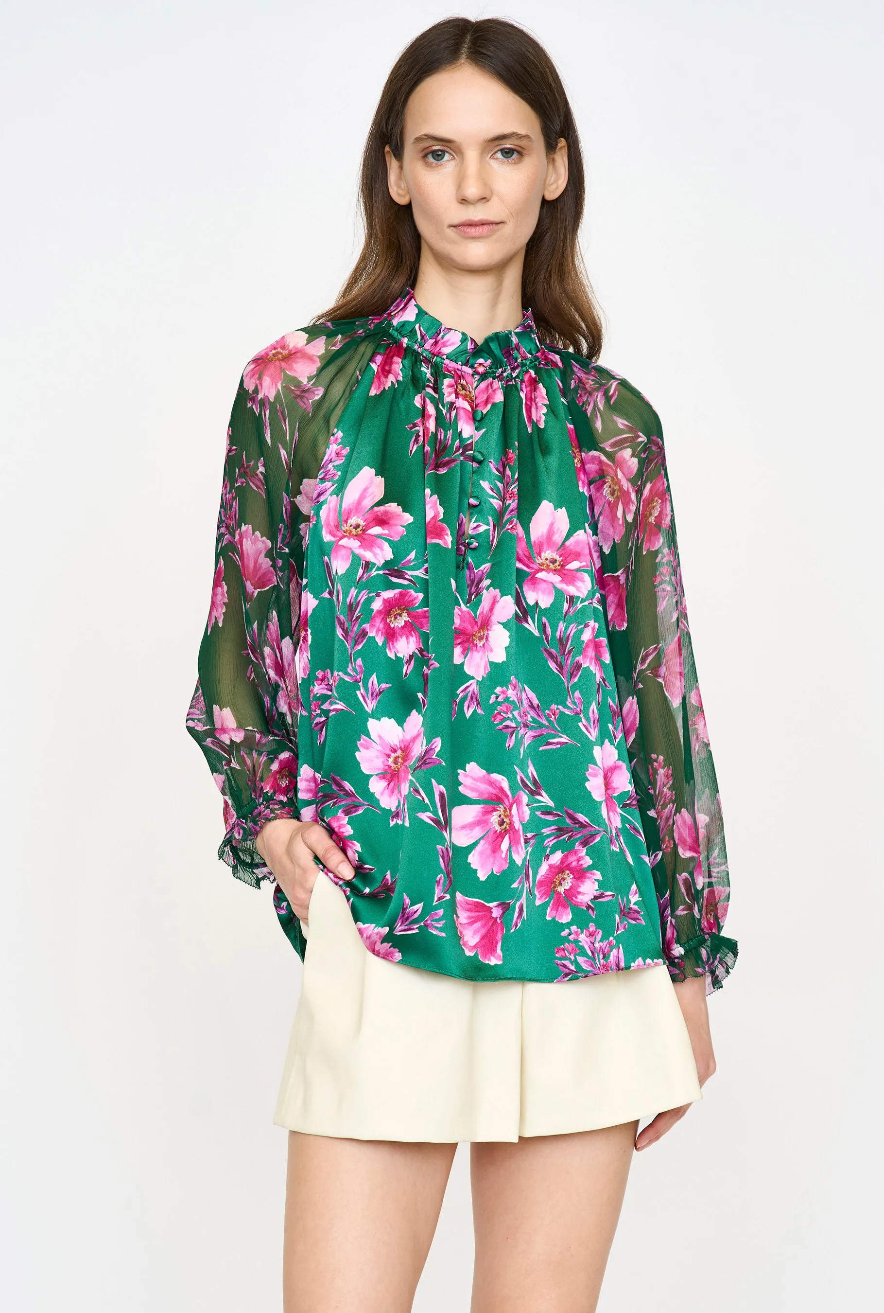 Karla Blouse - Pink Poinsettia sold by Christy Lynn