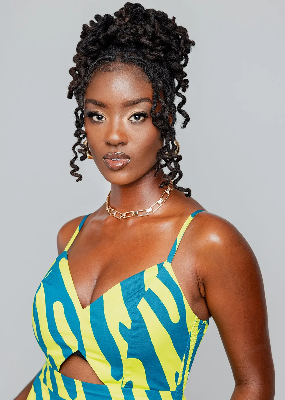 Anjiola Women's African Print Maxi Dress (Lime Zebra Abstract) sold by D'iyanu product image thumbnail 2