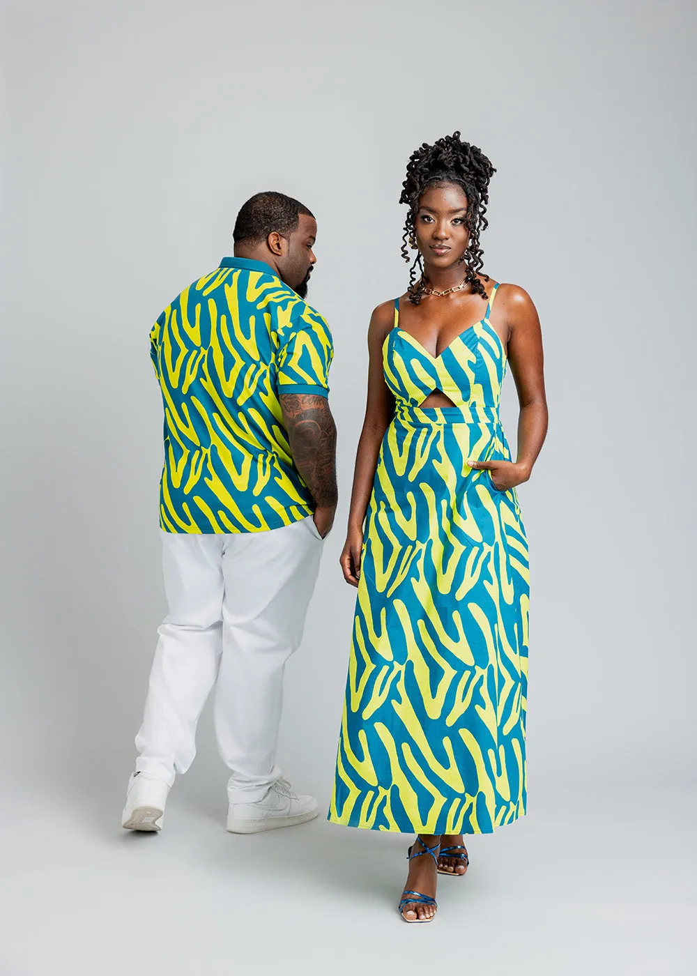Anjiola Women's African Print Maxi Dress (Lime Zebra Abstract) sold by D'iyanu product image thumbnail 5