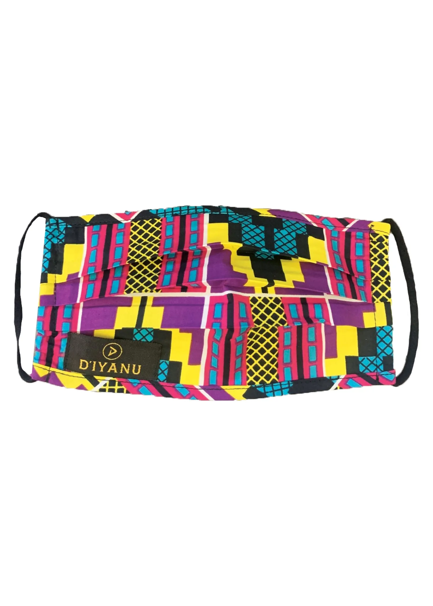 Uzo African Print 2 Layer Reusable Face Mask (Purple Turquoise Kente)-Clearance sold by D'iyanu product image thumbnail 2