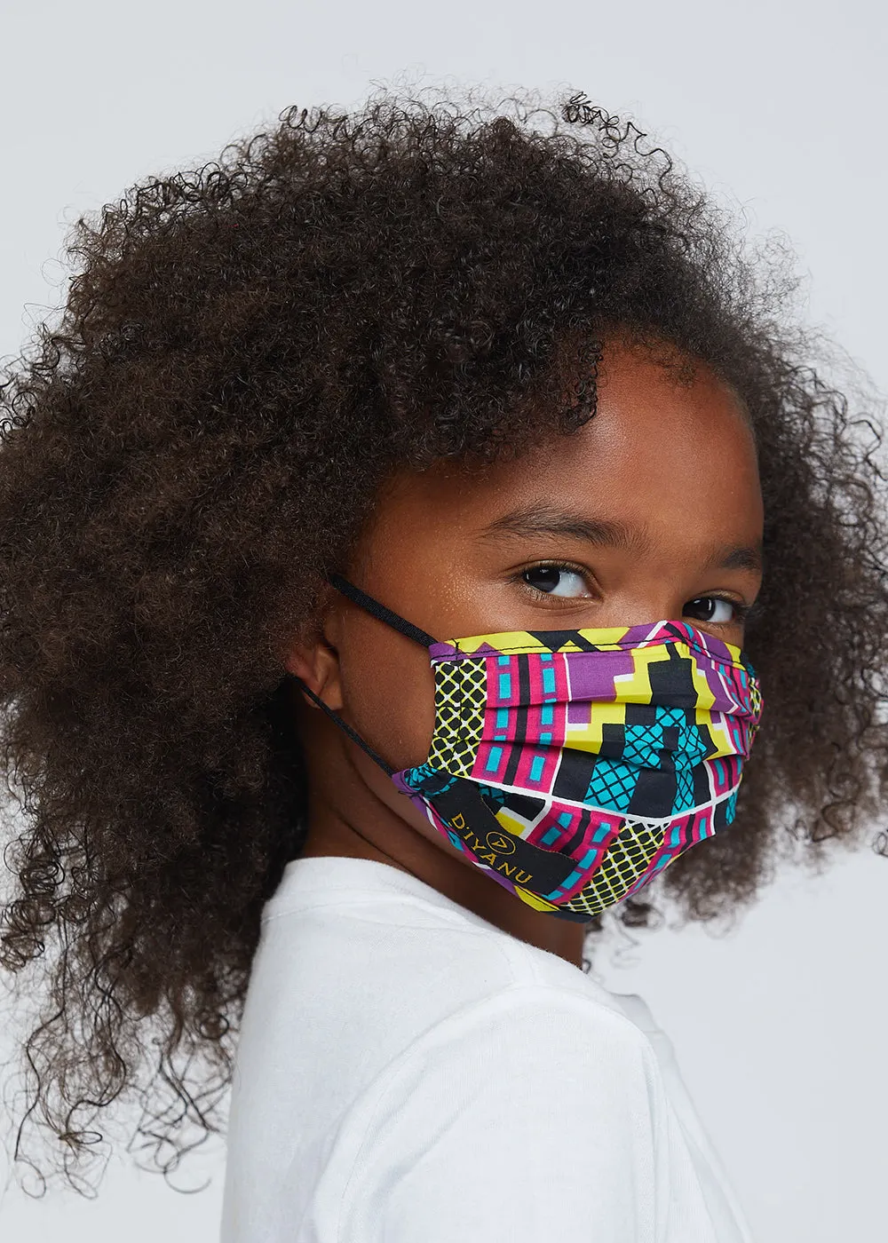 Uzo African Print 2 Layer Reusable Face Mask (Purple Turquoise Kente)-Clearance sold by D'iyanu product image thumbnail 4
