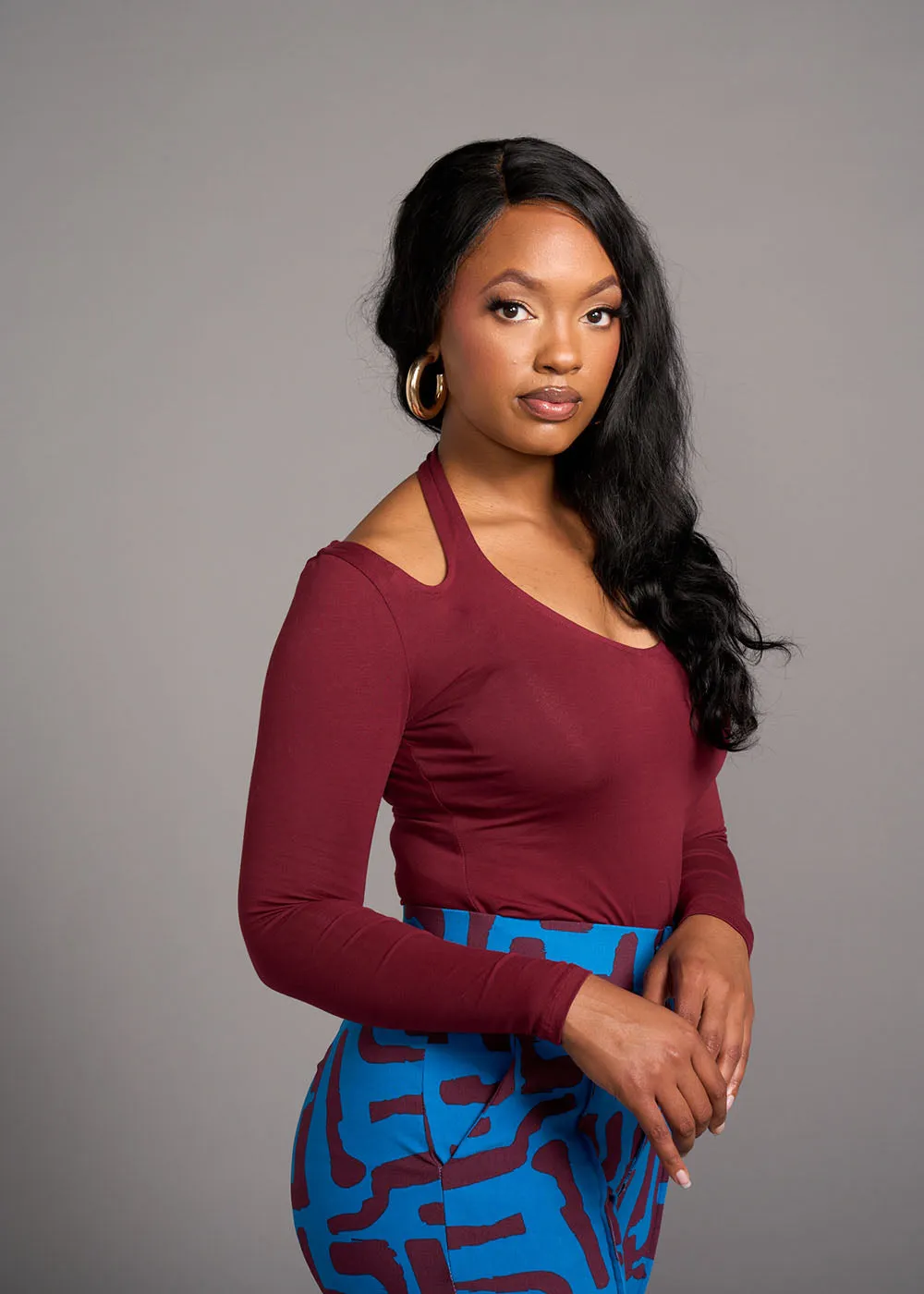 Zainab Women's Halter Bodysuit (Burgundy) - Clearance sold by D'iyanu product image thumbnail 2