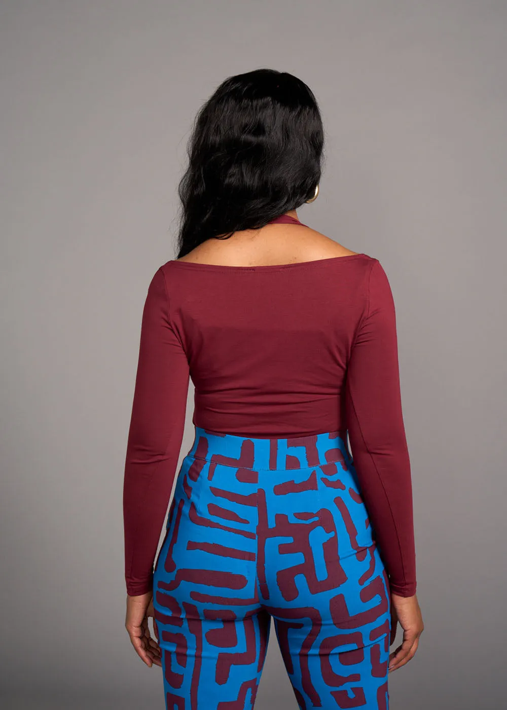 Zainab Women's Halter Bodysuit (Burgundy) - Clearance sold by D'iyanu product image thumbnail 3