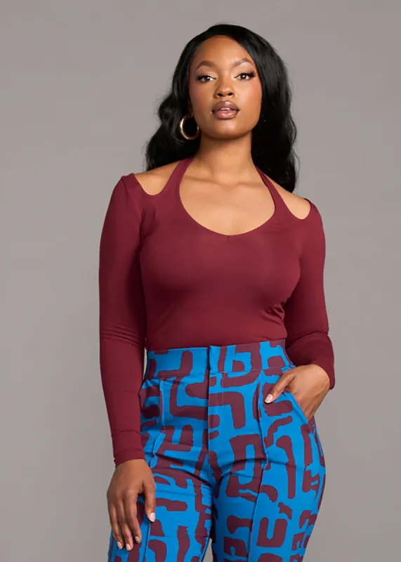 Zainab Women's Halter Bodysuit (Burgundy) - Clearance sold by D'iyanu