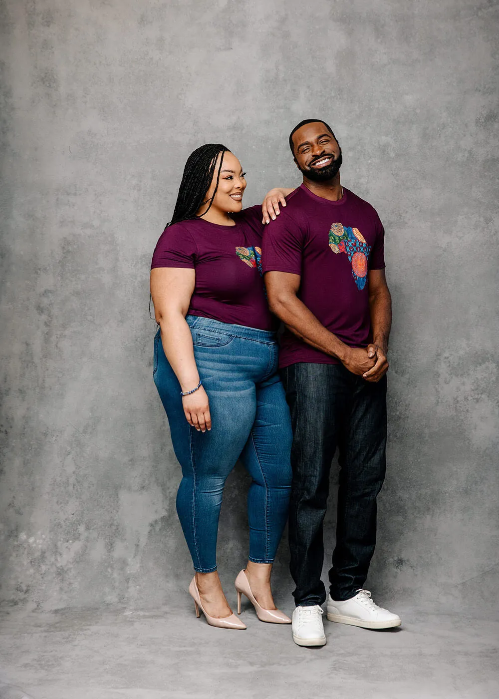 Kirabo Men's African Print Africa Map T-shirt (Plum/New Harvest Multipattern) sold by D'iyanu product image thumbnail 5