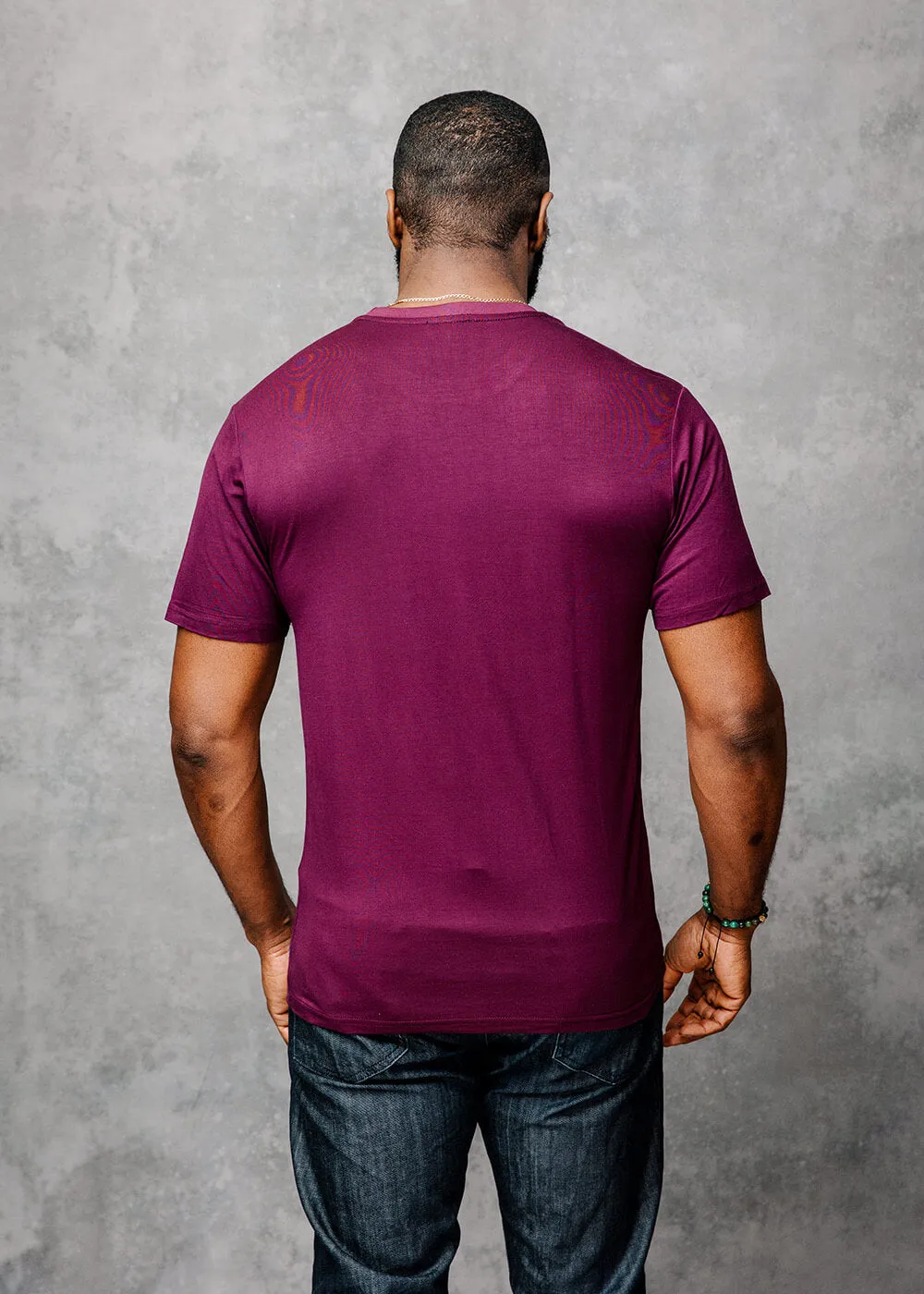 Kirabo Men's African Print Africa Map T-shirt (Plum/New Harvest Multipattern) sold by D'iyanu product image thumbnail 2