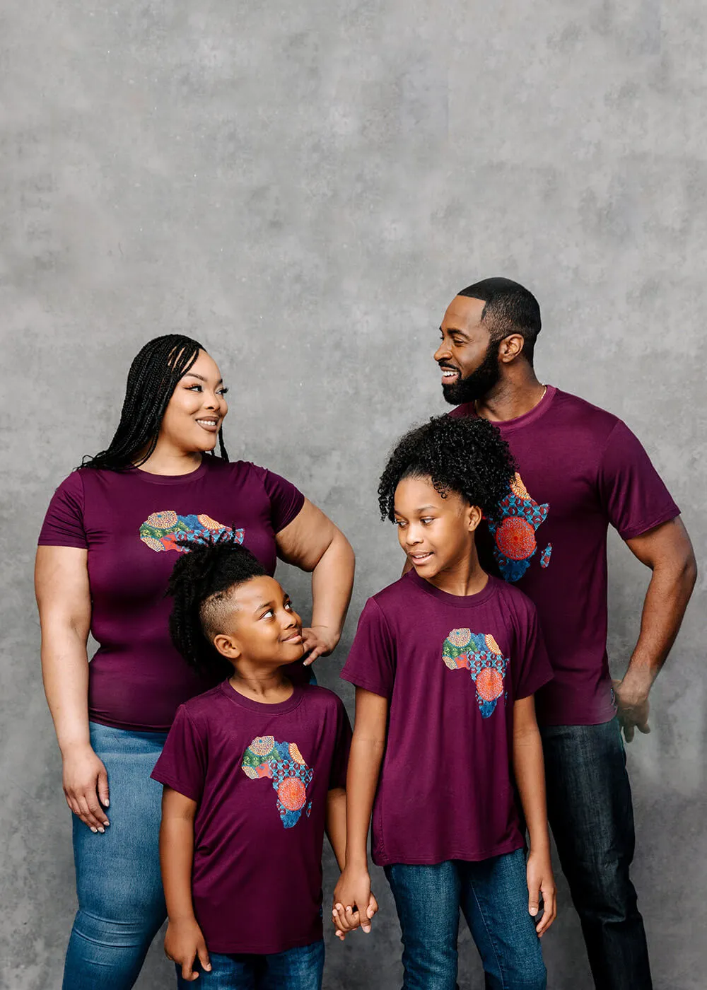 Kirabo Men's African Print Africa Map T-shirt (Plum/New Harvest Multipattern) sold by D'iyanu product image thumbnail 3