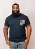 Seun Men's African Print T-Shirt with Pocket (Blue/Tan Navy) sold by D'iyanu