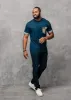 Seun Men's African Print T-Shirt with Pocket (Blue/Tan Navy) sold by D'iyanu
