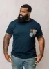 Seun Men's African Print T-Shirt with Pocket (Blue/Tan Navy) sold by D'iyanu
