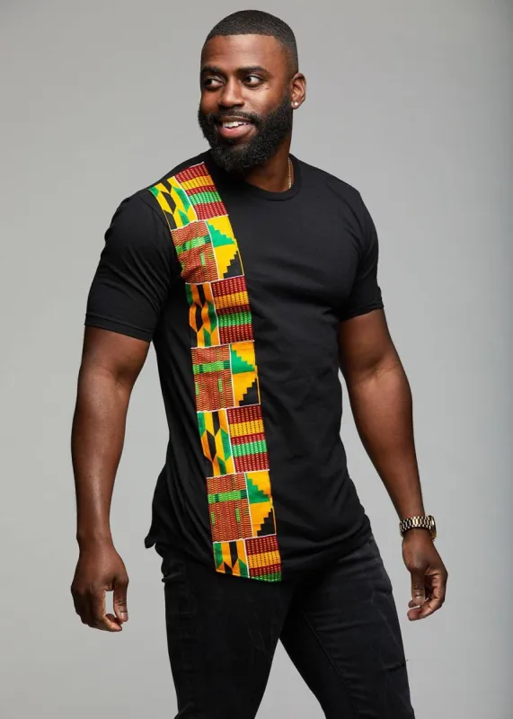 Sadik African Print Short Sleeve T-shirt (Yellow Green Kente) sold by D'iyanu