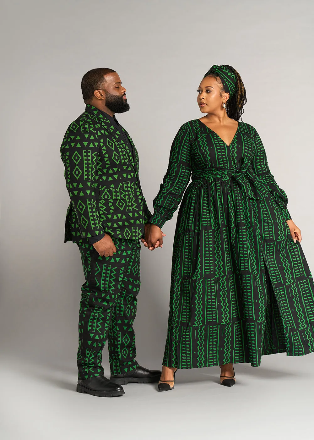 Abiba Women's African Print Maxi Dress (Moss Black Tribal) - Clearance sold by D'iyanu product image thumbnail 5