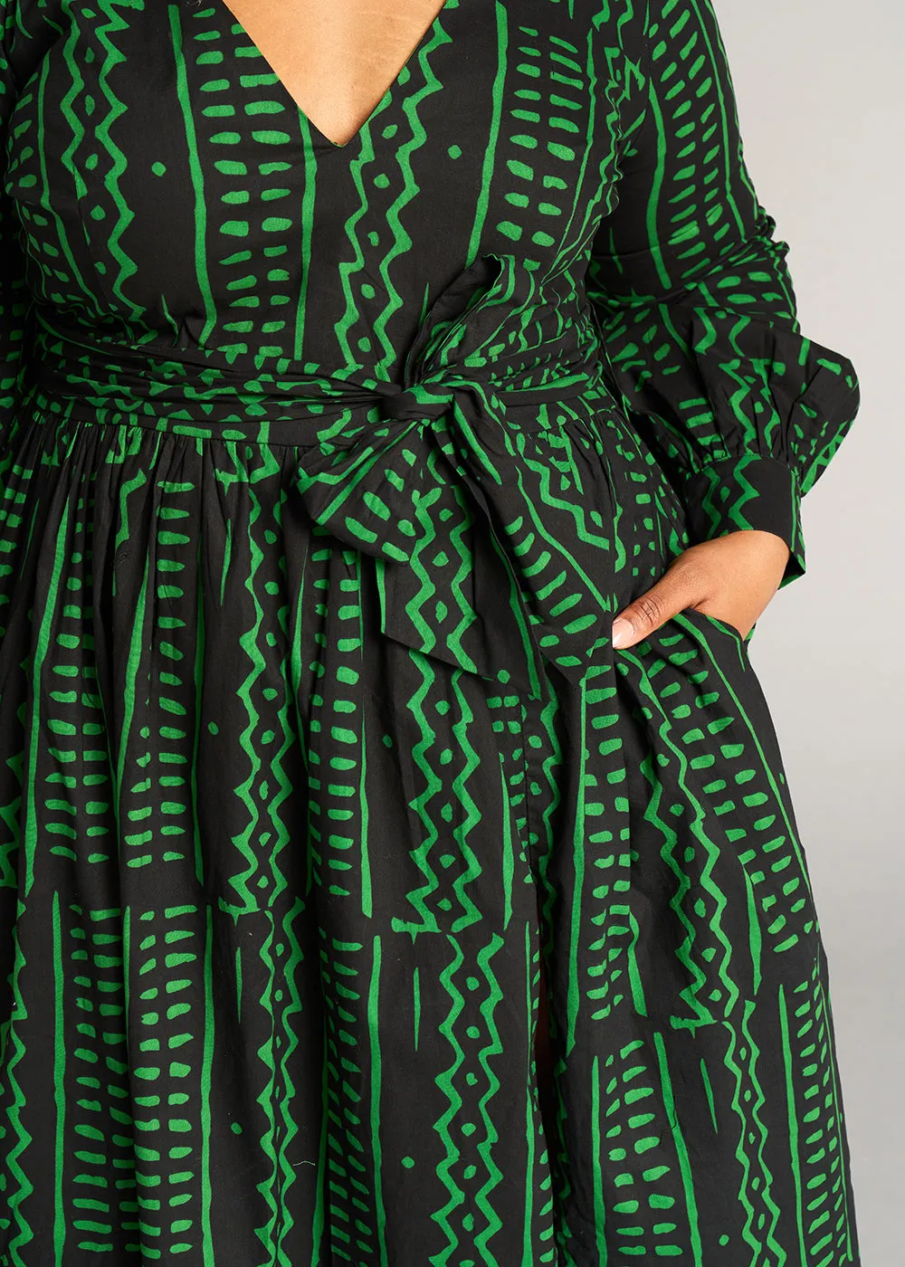 Abiba Women's African Print Maxi Dress (Moss Black Tribal) - Clearance sold by D'iyanu product image thumbnail 4