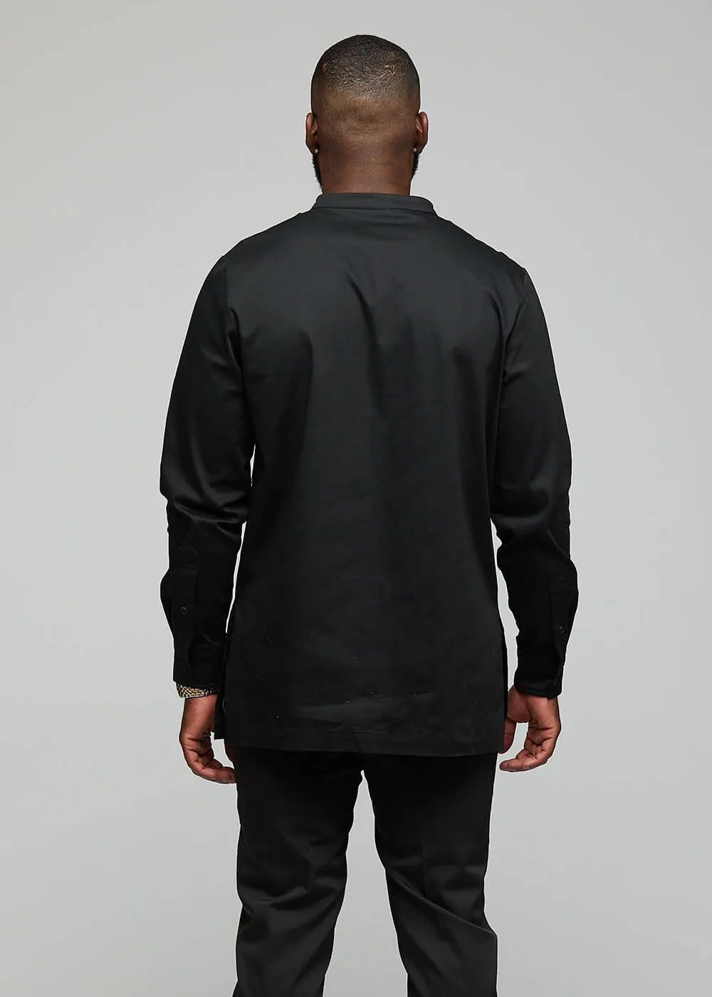 Dubaku Men's Traditional African Embroidery Shirt (Black) sold by D'iyanu product image thumbnail 4