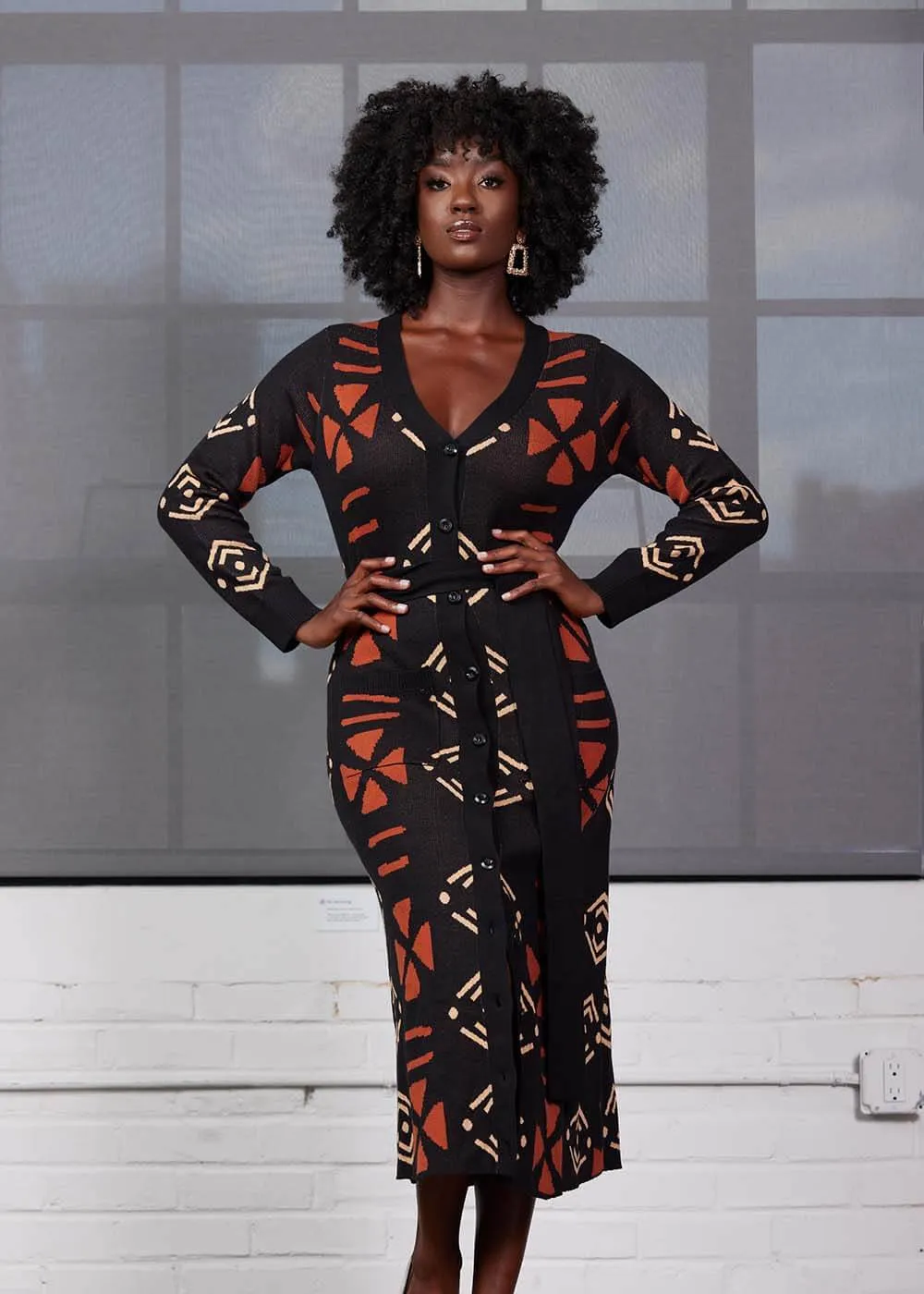 Aisha Women's African Print Cardigan (Natural Mudcloth) sold by D'iyanu