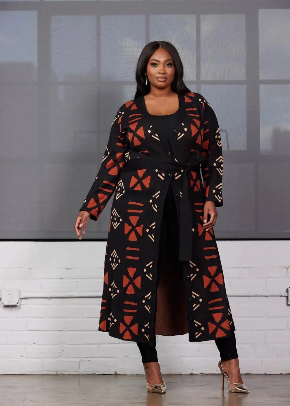 Aisha Women's African Print Cardigan (Natural Mudcloth) sold by D'iyanu product image thumbnail 4