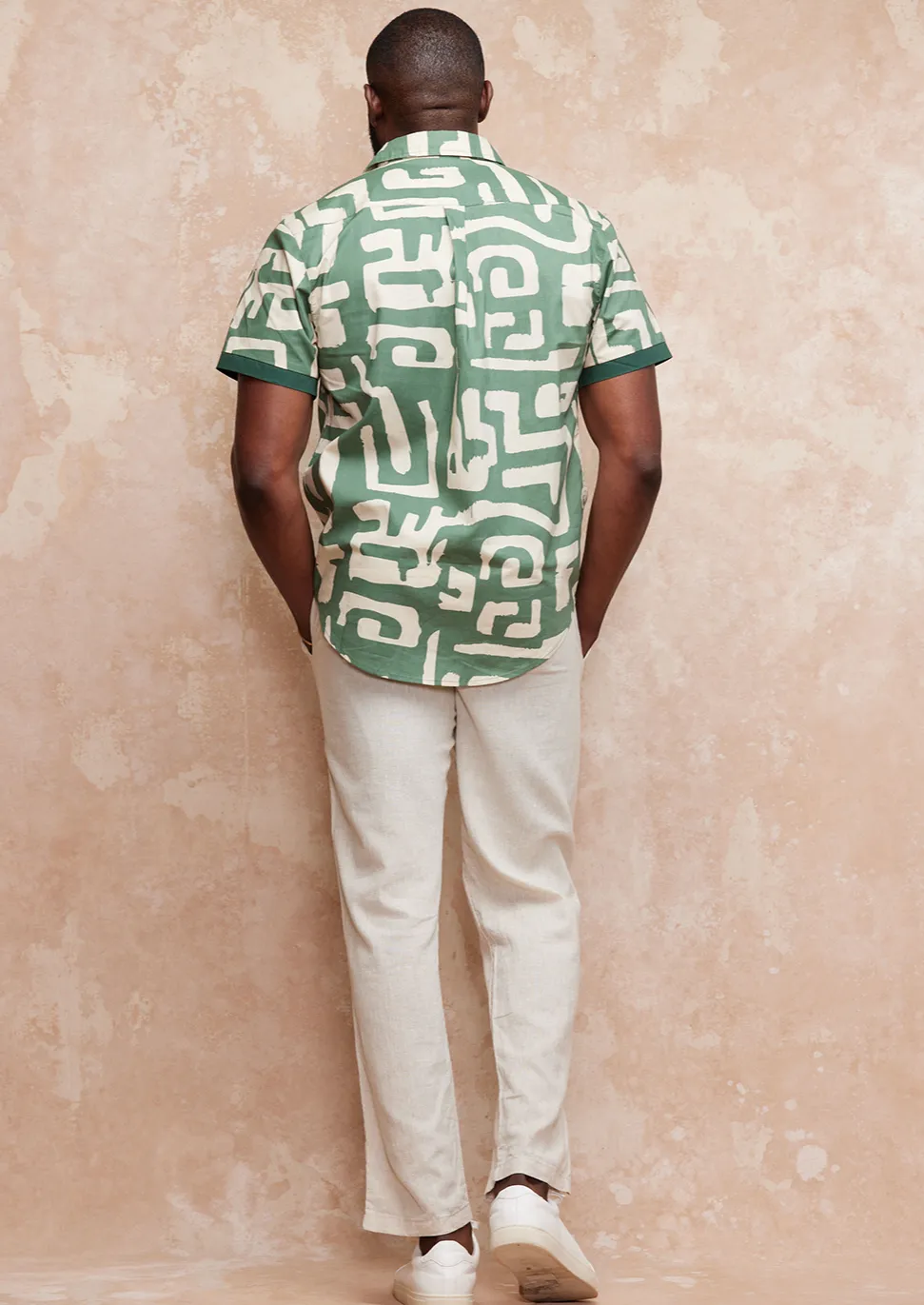 Hakim Men's Button-Up Shirt (Olive Geometric) sold by D'iyanu product image thumbnail 5