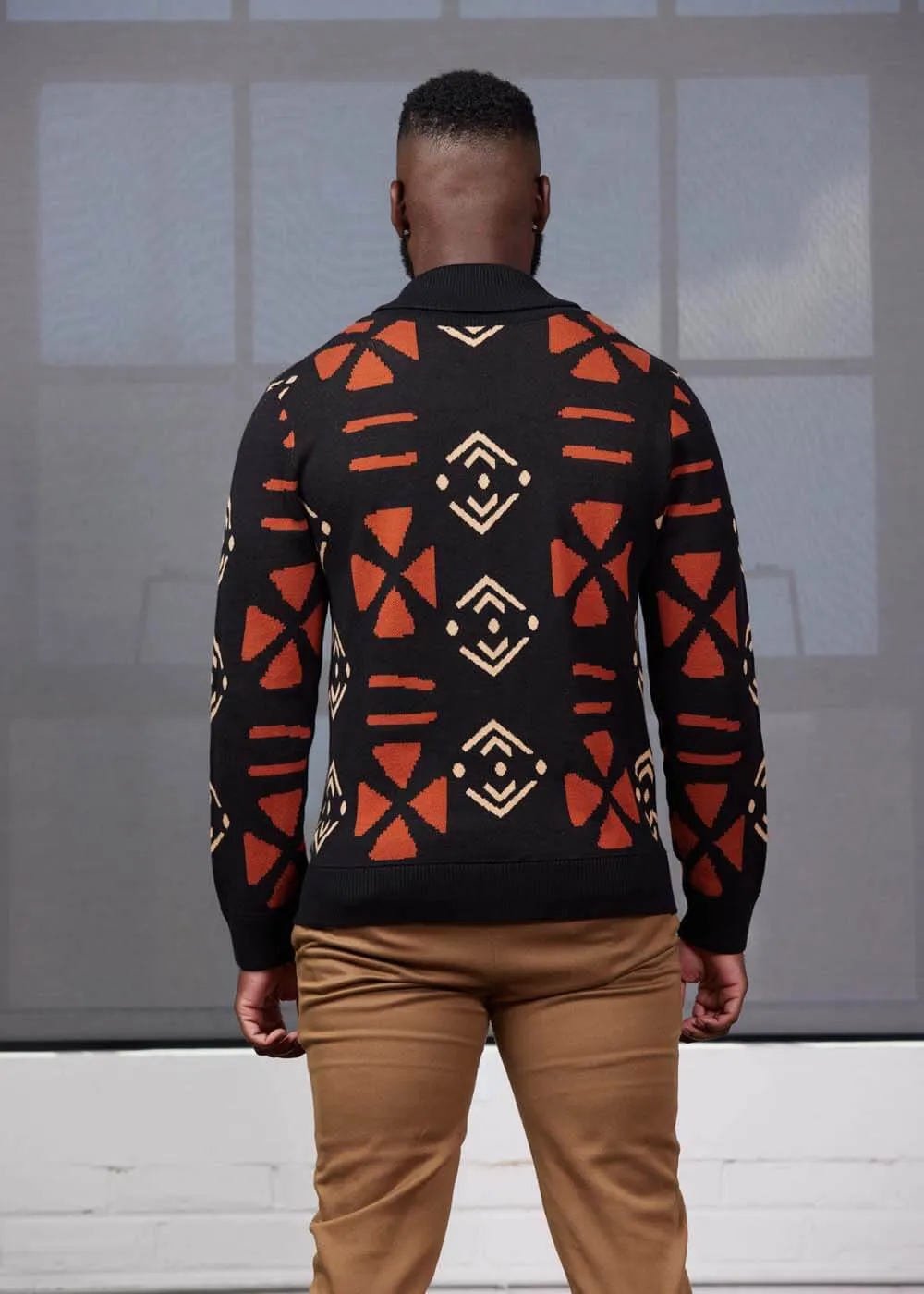 Iferan Men's African Print Sweater (Natural Mudcloth) sold by D'iyanu product image thumbnail 4