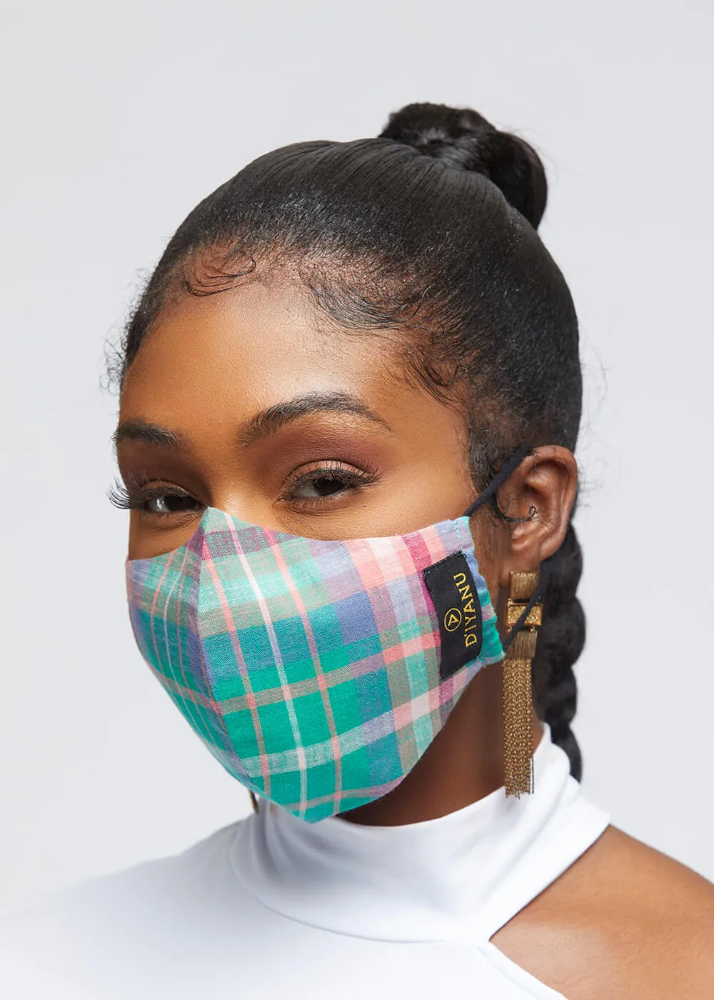 Dabo 2 Layer Reusable Face Mask (Green Pink Plaid)-Clearance sold by D'iyanu product image thumbnail 2