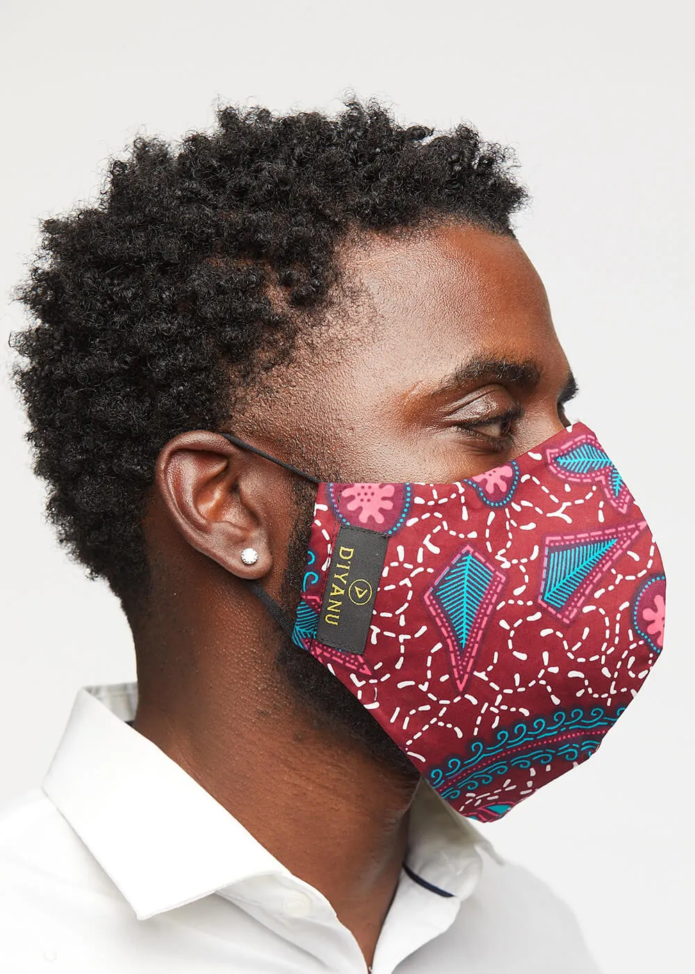 Dabo African Print 2 Layer Reusable Face Mask (Pink Teal Ditsy)-Clearance sold by D'iyanu
