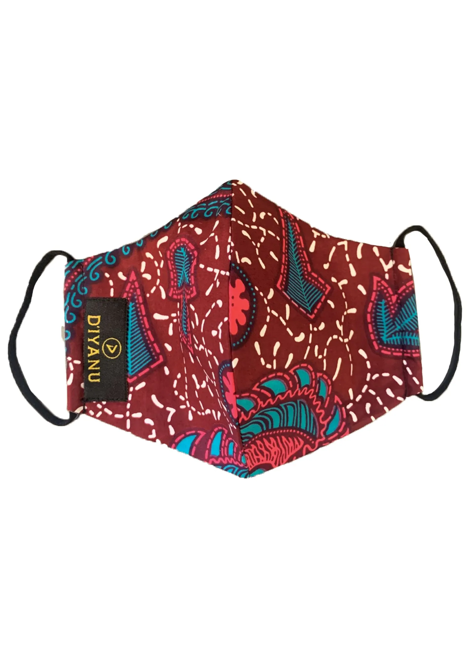 Dabo African Print 2 Layer Reusable Face Mask (Pink Teal Ditsy)-Clearance sold by D'iyanu product image thumbnail 2