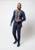 Karim Men's Embroidered Traditional Shirt (Navy with Gold Embroidery) sold by D'iyanu