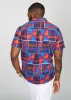 Keyon Men's African Print Button-up Shirt (Purple Navy Kente) sold by D'iyanu