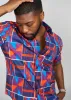 Keyon Men's African Print Button-up Shirt (Purple Navy Kente) sold by D'iyanu