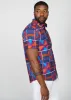Keyon Men's African Print Button-up Shirt (Purple Navy Kente) sold by D'iyanu