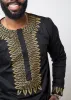 Karim Men's Embroidered Traditional Shirt (Black with Gold Embroidery) sold by D'iyanu