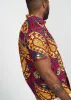 Keyon Men's African Print Button-up Shirt (Gold Navy Paisley) sold by D'iyanu