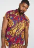 Keyon Men's African Print Button-up Shirt (Gold Navy Paisley) sold by D'iyanu