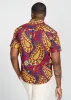 Keyon Men's African Print Button-up Shirt (Gold Navy Paisley) sold by D'iyanu