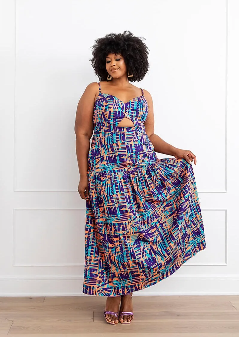 Kenyatta Women's African Print Maxi Dress (Tropical Stamp) sold by D'iyanu product image thumbnail 2